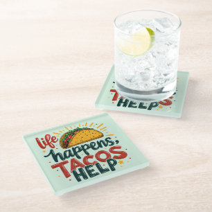 Dessous-de-verre En Verre Amusant Taco Lover Fiesta Humour de nourriture Art