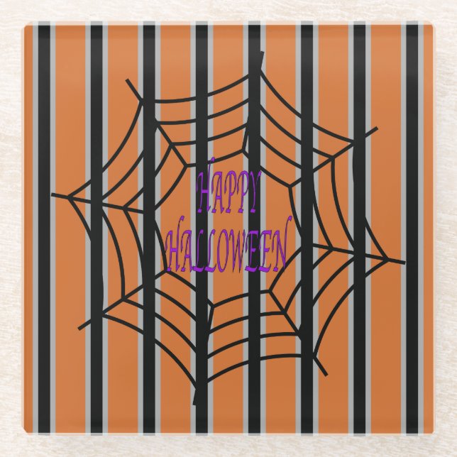 Dessous-de-verre En Verre Amusement et fantaisie Halloween Spider Webs (Devant)