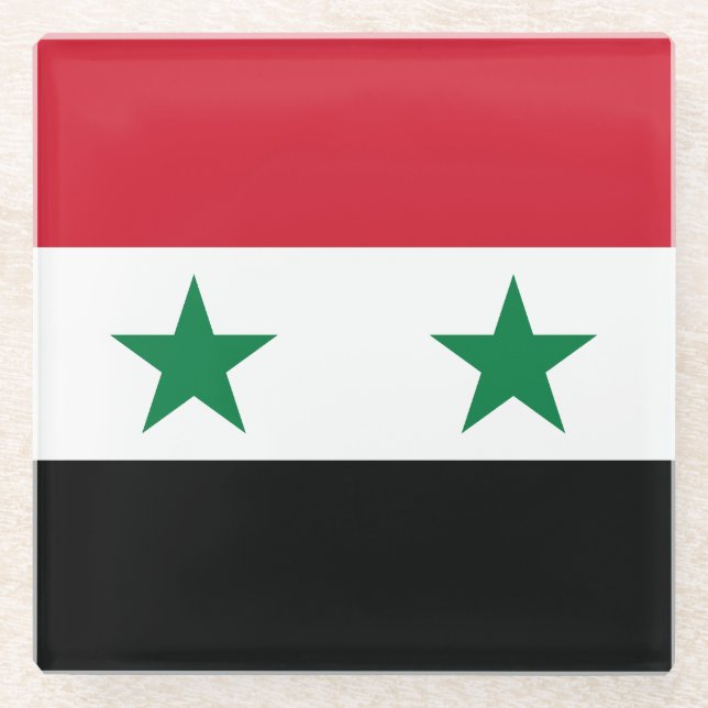 Dessous-de-verre En Verre Ancien drapeau de Syrie (Devant)