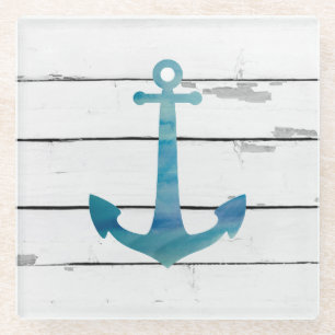 Dessous-de-verre En Verre Ancre Dessous de verre Nautical Beach Decor