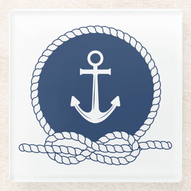 Dessous-de-verre En Verre Ancre et corde élégantes (Devant)