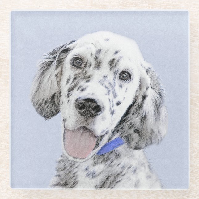 Dessous-de-verre En Verre Anglais Setter Blue Belton Peinture Chien Art (Devant)