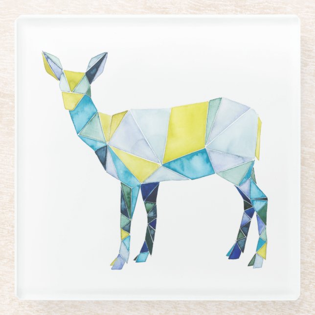 Dessous-de-verre En Verre Animal de cerfs géométrique (Devant)