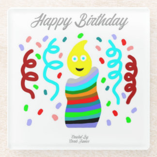 Dessous-de-verre En Verre Anniversaire bougie salutations Dessous de verre e