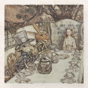 Dessous-de-verre En Verre Anniversaire d'Alice Fête sans anniversaire Lapin 