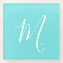 Aqua Blue Monogramme initial