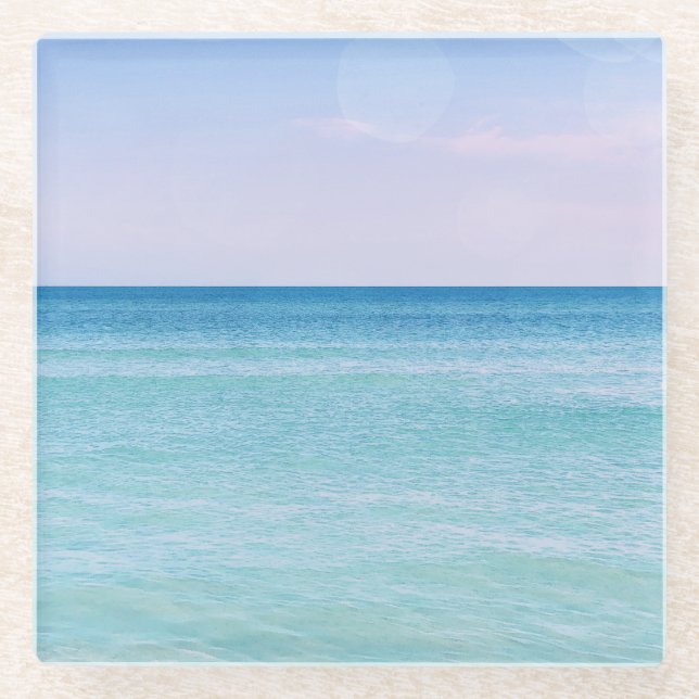 Dessous-de-verre En Verre Aqua Turquoise Lavender Ocean Waves Plage tropical (Devant)
