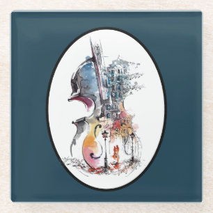 Dessous-de-verre En Verre Aquarelle Cello Vignette