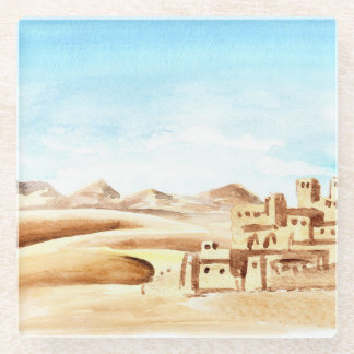 Dessous-de-verre En Verre Aquarelle de Desert Dunes African City