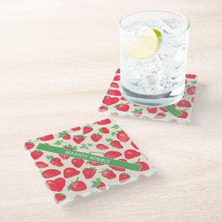 Dessous-de-verre En Verre Aquarelle de fraise Motif coloré