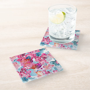 Dessous-de-verre En Verre Aquarelle Dessous de verre de verre Floral