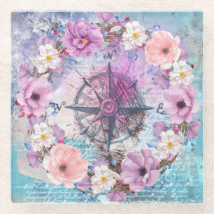 Dessous-de-verre En Verre Aquarelle Florale