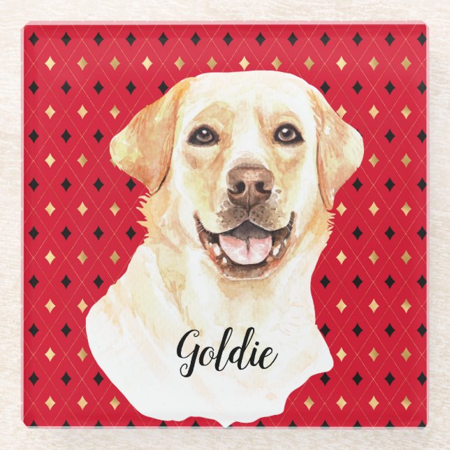 Dessous-de-verre En Verre Aquarelle Labrador Retriever Chien Personnalisé (Devant)