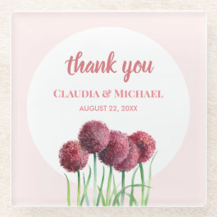 Dessous-de-verre En Verre Aquarelle mariage violet rose Alliances