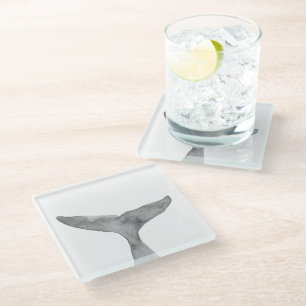 Dessous-de-verre En Verre Aquarelle moderne minimaliste Luc de baleine