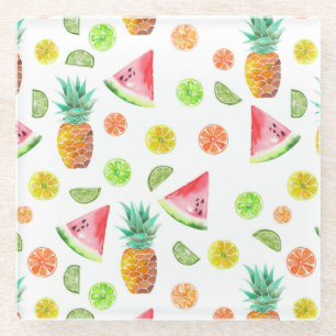 Dessous-de-verre En Verre Aquarelle Motif de fruits en conserve