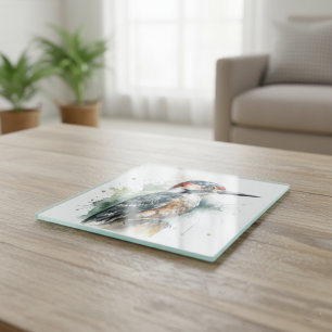 Dessous-de-verre En Verre Aquarelle Pic de forêt