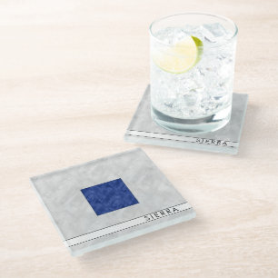 Dessous-de-verre En Verre Aquarelle Signal nautique Pavillon maritime