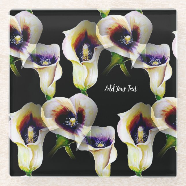 Dessous-de-verre En Verre Aquarelle Sublime Arum Calla Lilies (Devant)