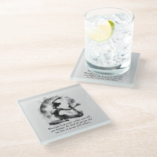 Dessous-de-verre En Verre Aquarelle Yoga Reiki Pose King Pigeon à une jambe