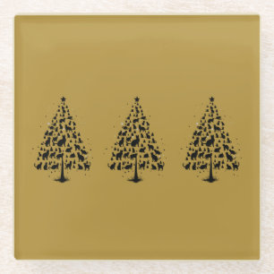 Dessous-de-verre En Verre Arbre de Noël amateur de chats 1