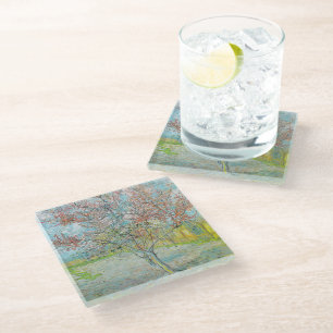 Dessous-de-verre En Verre Arbre de pêche à fleurs   Vincent van Gogh