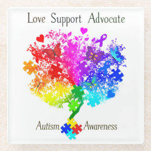 Dessous-de-verre En Verre Arbre de spectre autistique