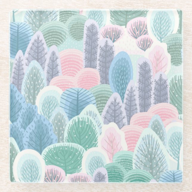 Dessous-de-verre En Verre Arbres d'hiver modernes (Devant)