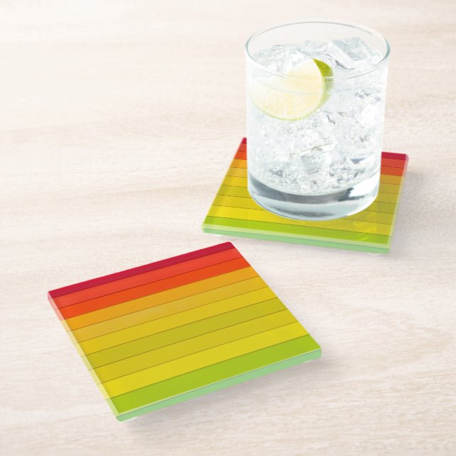 Dessous-de-verre En Verre Arc-en-ciel à bandes multiples (Incliné)