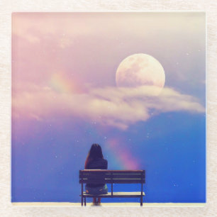 Dessous-de-verre En Verre Arc-en-ciel de lune : Pastel Sky Beauty.
