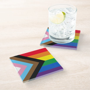 Dessous-de-verre En Verre Arc-en-ciel Lgbtq drapeau de la diversité gay