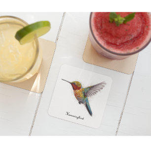 Dessous-de-verre En Verre Arcs-en-ciel : L'art des colibris, personnalisé