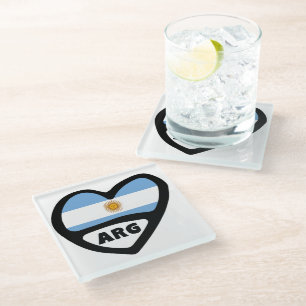 Dessous-de-verre En Verre Argentine Code Pays Drapeau Coeur ARG