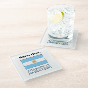 Dessous-de-verre En Verre Argentine et Argentine Drapeau avec votre nom