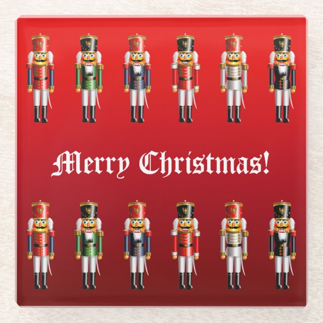 Dessous-de-verre En Verre Armée mignonne de soldats de jouet de casse-noix (Devant)