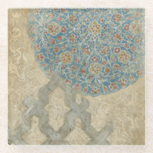 Dessous-de-verre En Verre Arrangement floral argenté décoratif de tapisser