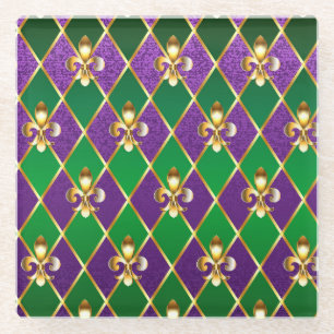 Dessous-de-verre En Verre Arrière - plan de bijoux Mardi Gras