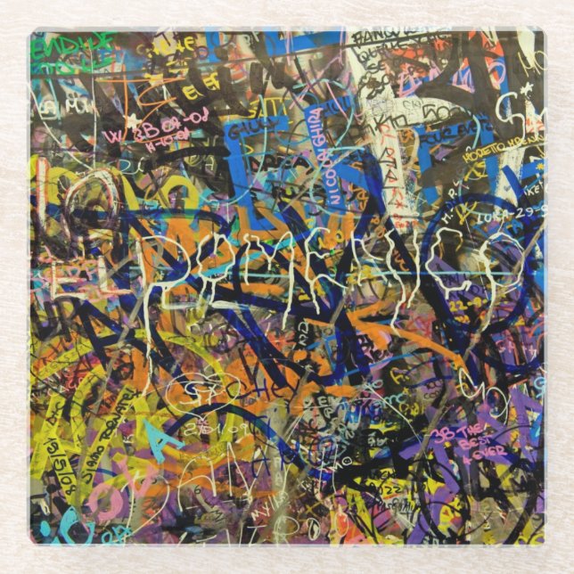 Dessous-de-verre En Verre Arrière - plan de graffiti (Devant)