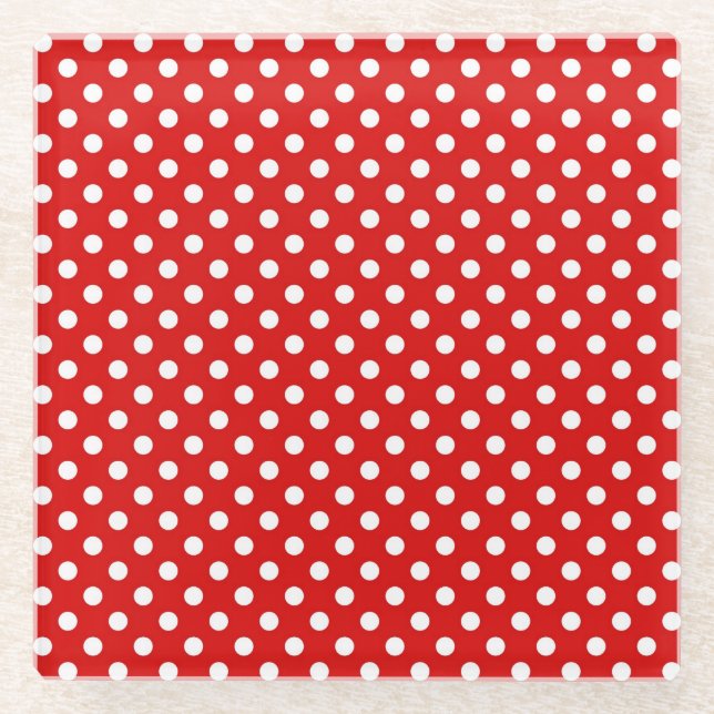 Dessous-de-verre En Verre Arrière - plan de point de polka (Devant)