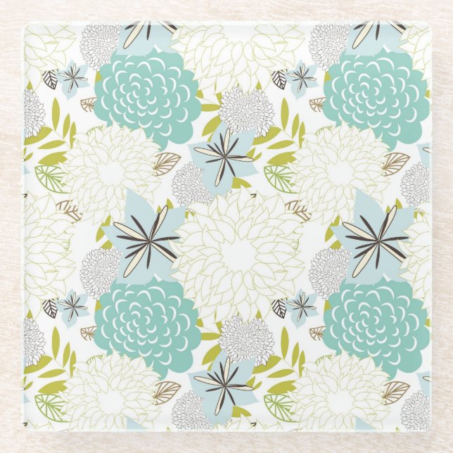 Dessous-de-verre En Verre arrière - plan floral (Devant)