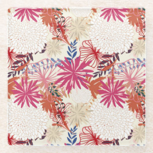 Dessous-de-verre En Verre Arrière - plan floral 3