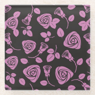 Dessous-de-verre En Verre Arrière - plan rose floral