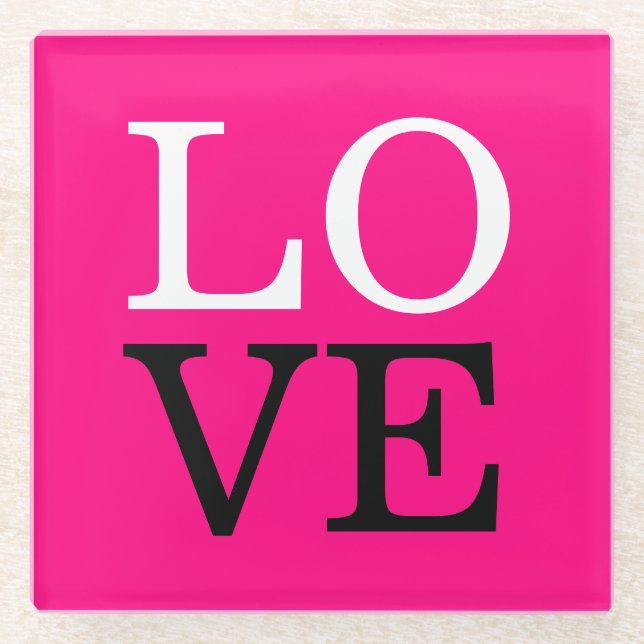 Dessous-de-verre En Verre Arrière - plan rose Mariage d'amour (Devant)