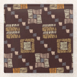 Dessous-de-verre En Verre Arrière - plan tribal ethnique Brown géométrique