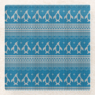 Dessous-de-verre En Verre Arrière - plan tricoté par bleu