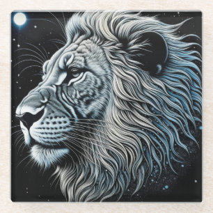 Dessous-de-verre En Verre Art Ai de Lion Céleste Nuit Ciel