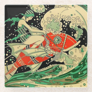 Dessous-de-verre En Verre Art Déco "Eau" De José Carlos