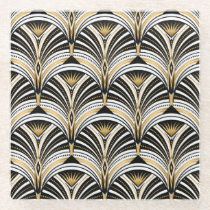 Dessous-de-verre En Verre Art Déco Gold Black Elegance : Années folles