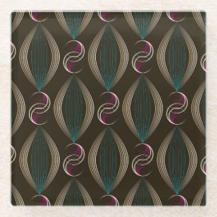 Dessous-de-verre En Verre Art déco : motif vintage géométrique.