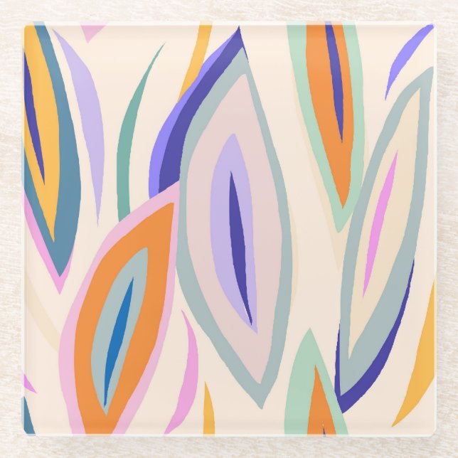 Dessous-de-verre En Verre Art d'été : Motif de collage créatif (Devant)